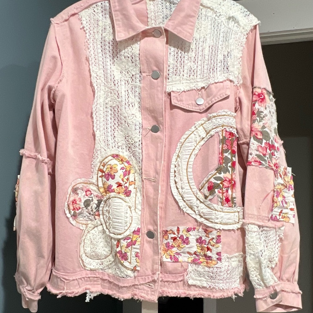 Pink Floral Patchwork Jacket NWT - image 2